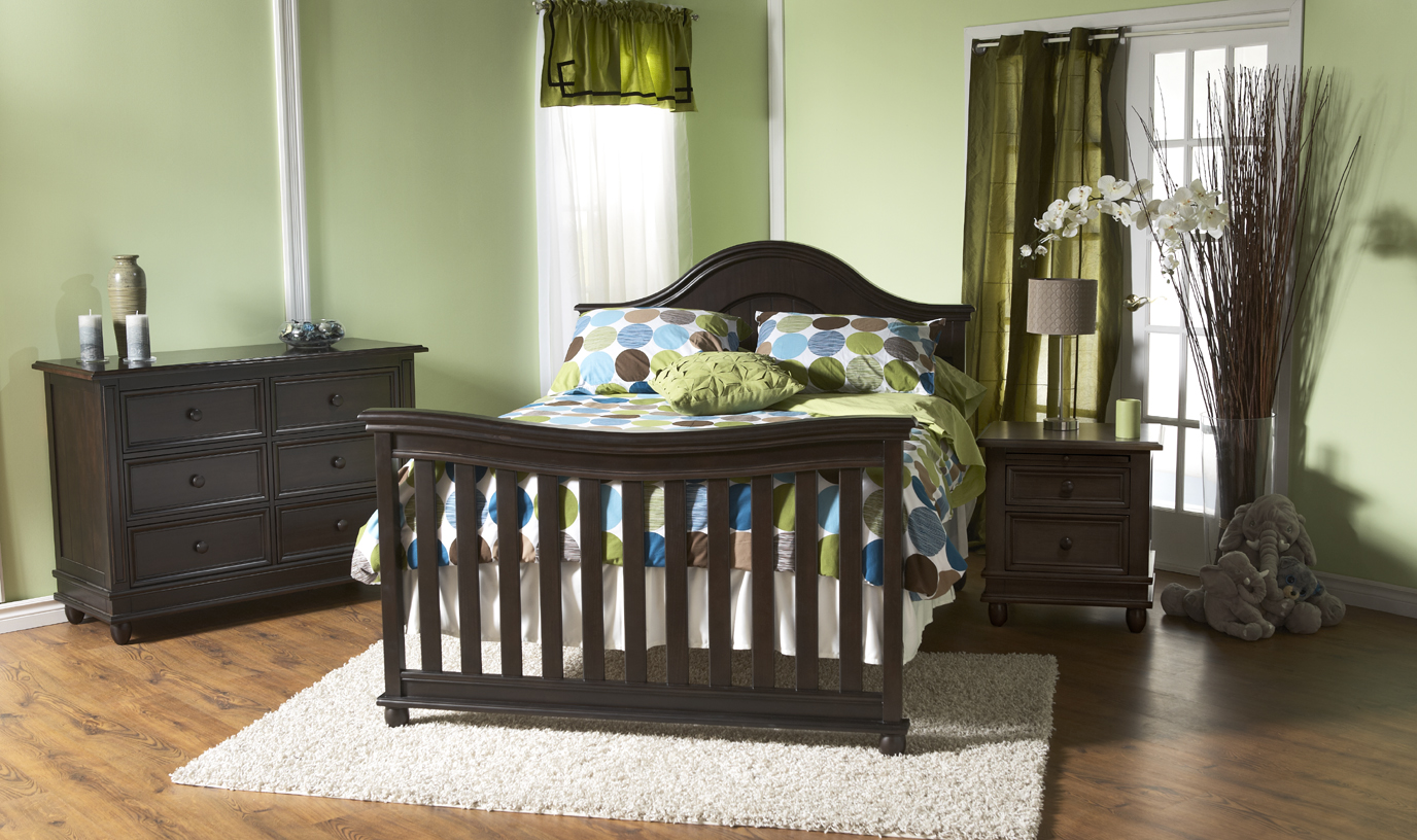 The Marina Collection! Here is the 1600 Forever Crib, converted as a full-size bed, in the beautiful Onyx finish.