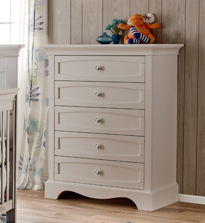 The <b>Ragusa Collection</b> is a timeless and elegant choice for honoring the joyous movement in your life as you welcome your new little one.  Now in stock!  <br>Please note that the Ragusa dressers feature beautiful metal knobs.