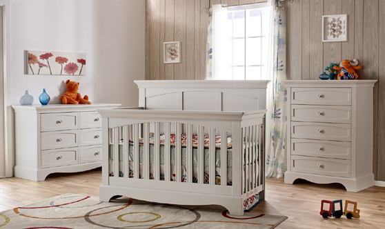 The <b>Ragusa Collection</b> is a timeless and elegant choice for honoring the joyous movement in your life as you welcome your new little one.  Now in stock!  <br>Please note that the Ragusa dressers feature beautiful metal knobs.